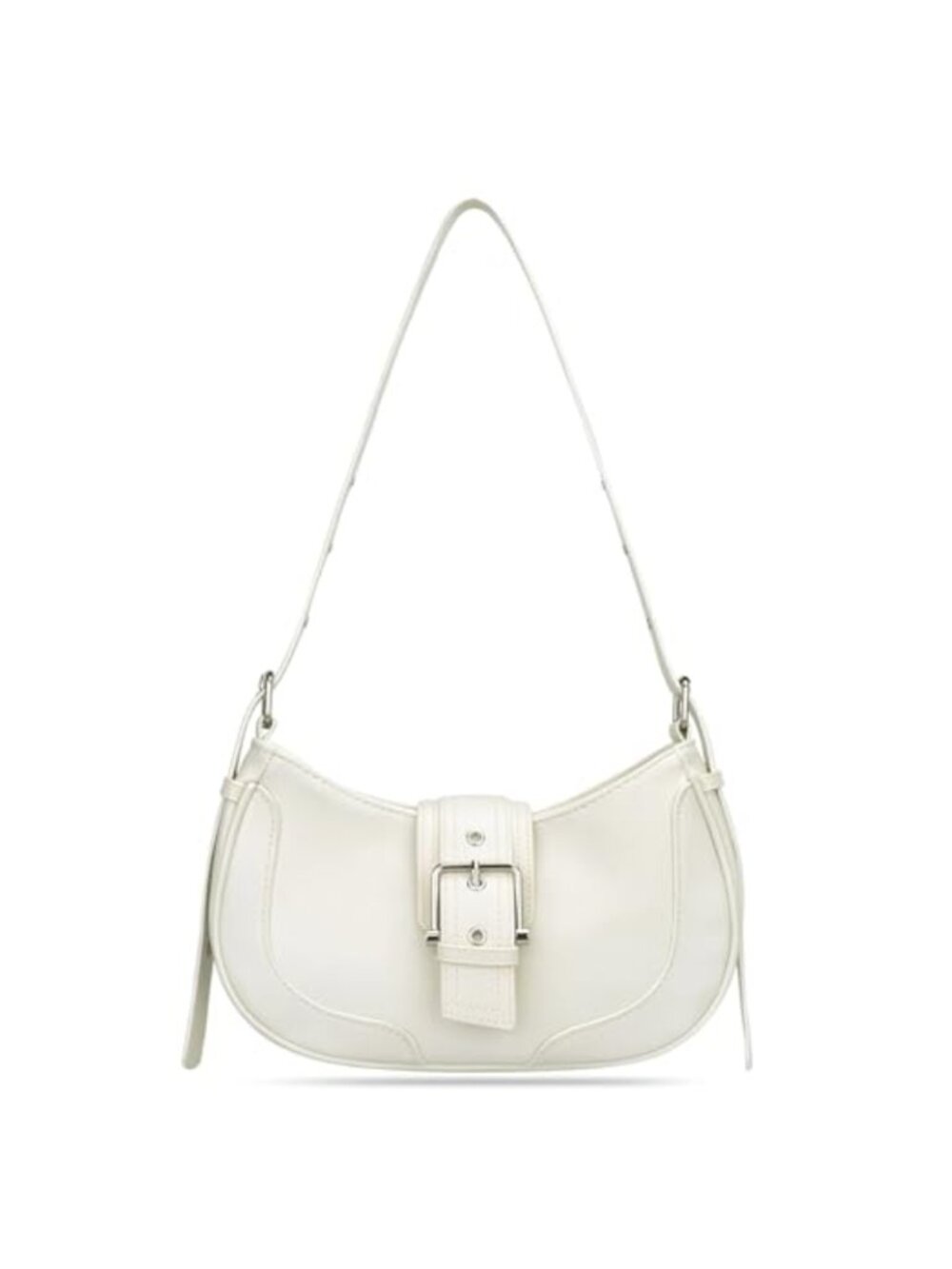 Vegan Leather Crescent Hobo Shoulder Bag Y2K Adjustable Strap Zip Top